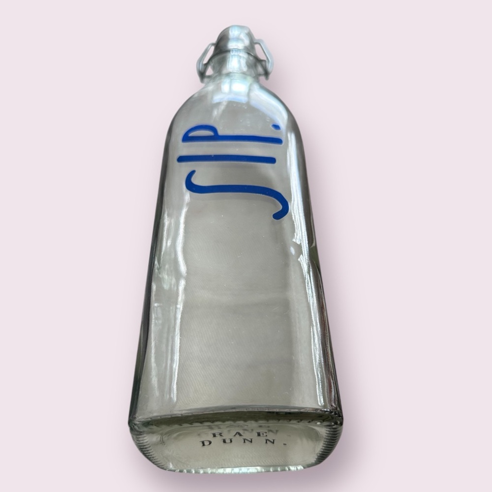 Rae Dunn Clear Glass Bottle with Blue 'SIP' - Picture 3 of 9